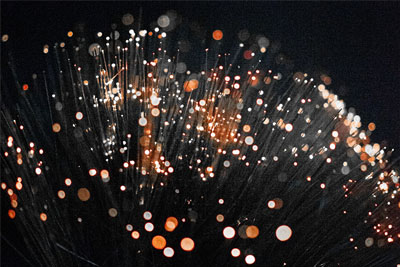 A closeup of Fiber-Optic cables used for Internet connection setup and installation