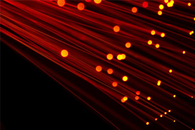 Red Fiber cable glowing