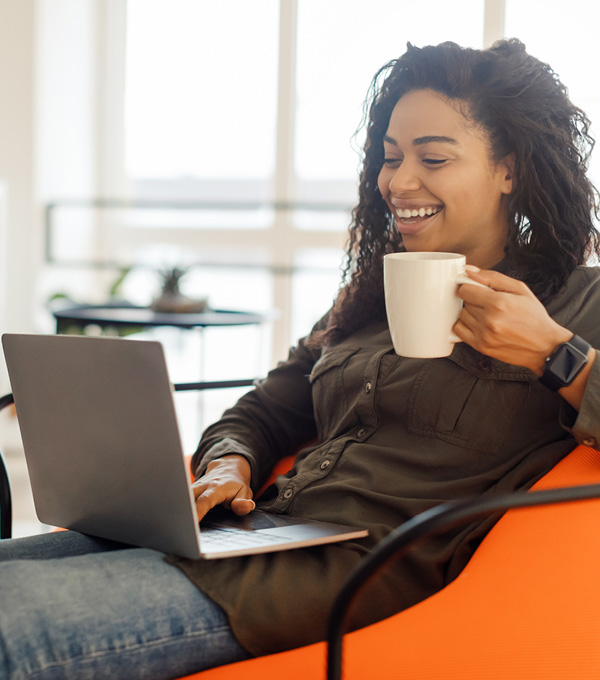 Woman with Glo Fiber Internet