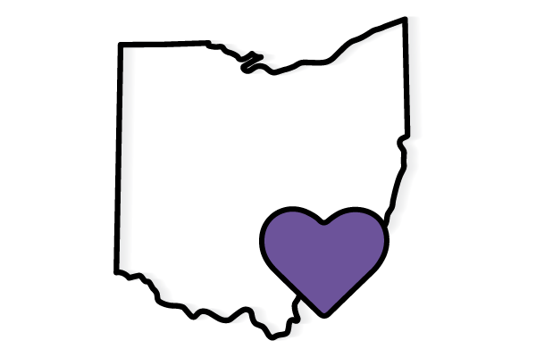 Ohio State outline with purple heart