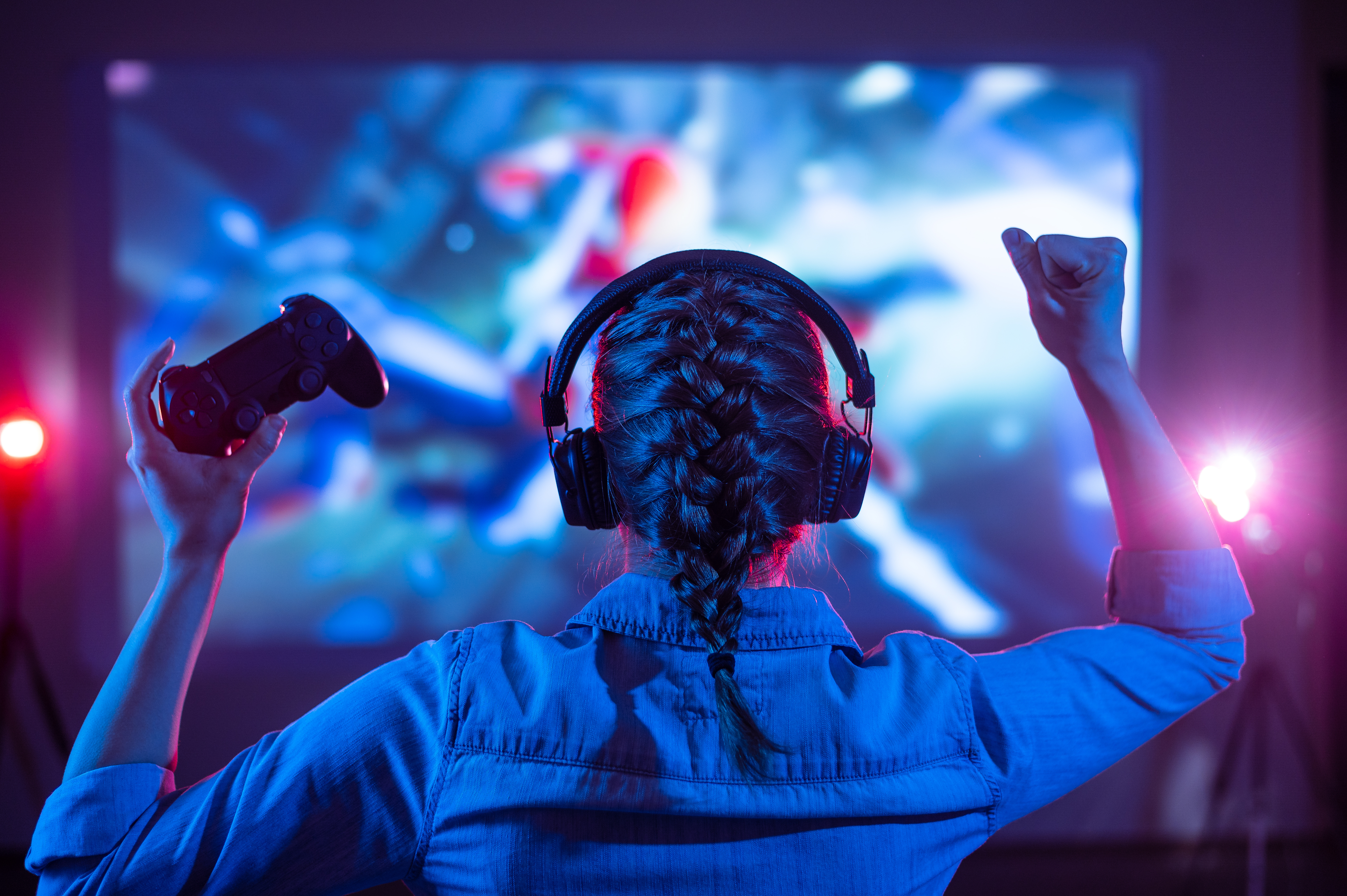 A woman playing video games